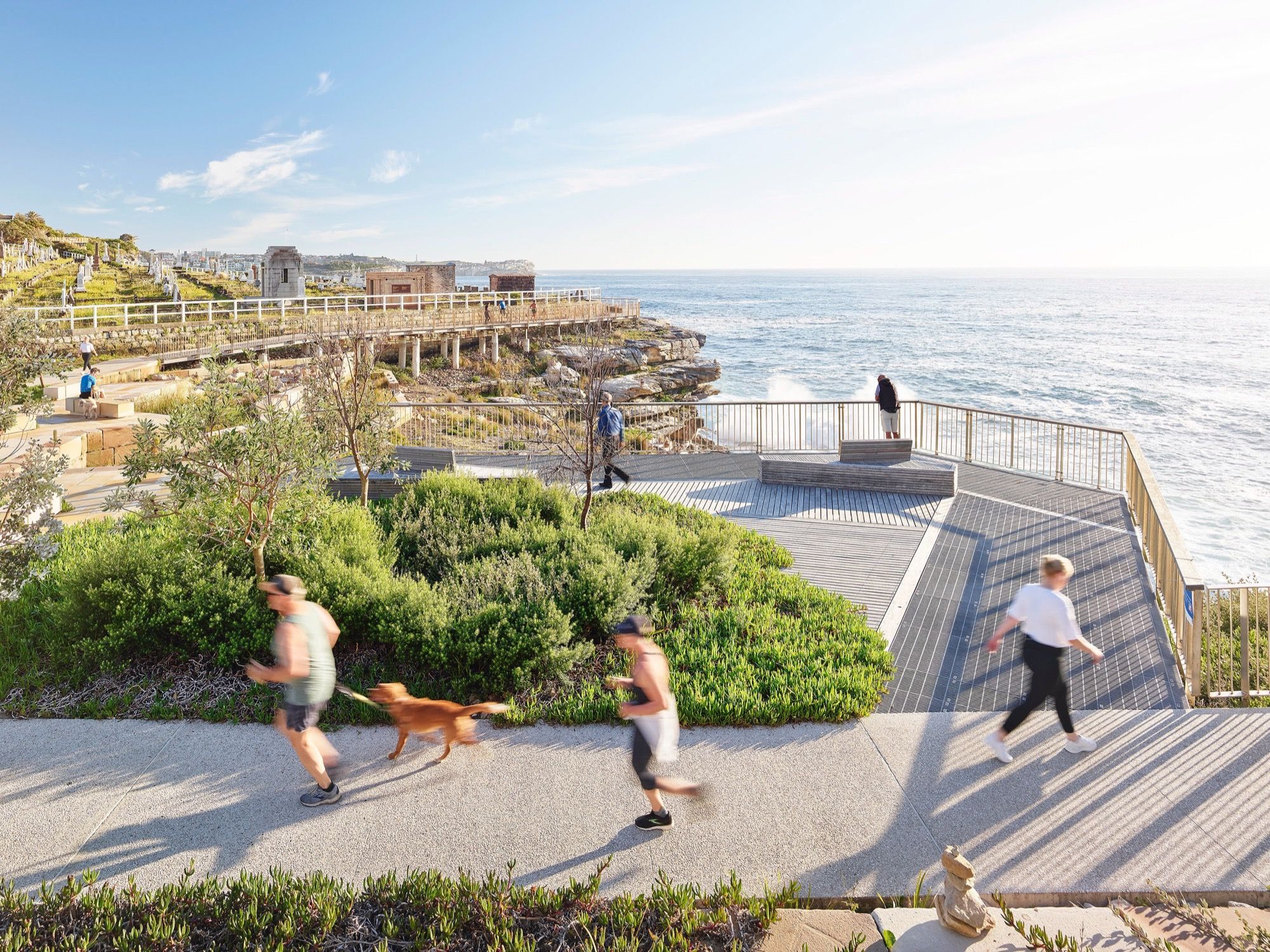 Coastal walkway energy for daily movement rhythm
